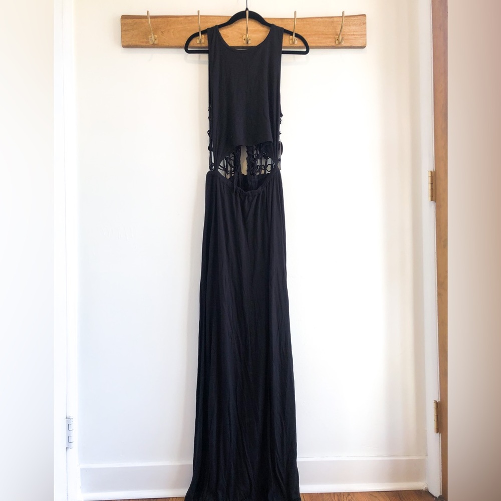Amuse Society from Nordstrom, Black Maxi Dress with Mid Drift & Mid Thigh Slit